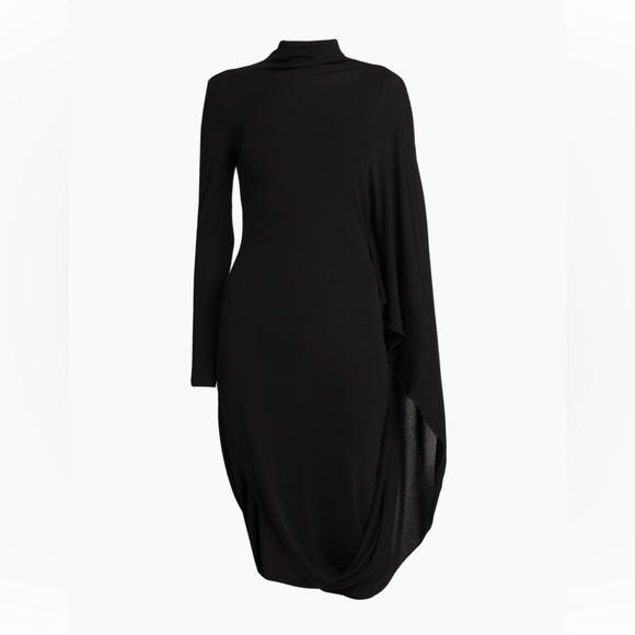 Stella McCartney Crepe Jersey Turtleneck Cape Midi-Dress Black IT 42/US 6-8